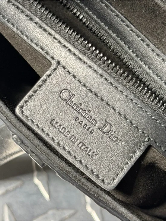 Dior 2023 Embossed Oblique Calfskin Saddle Bag in Matte Black - Picture 11 of 14